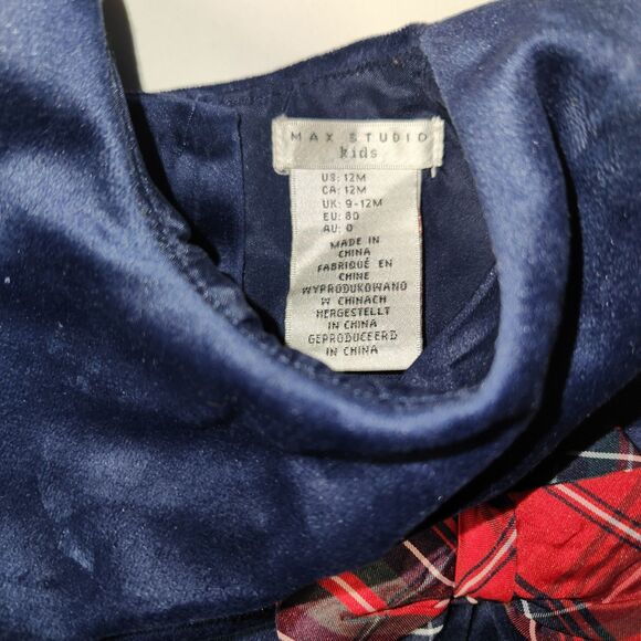 Max Studio Baby Girl's Christmas Dress Blue Velvet 12 Months - Picture 2 of 5